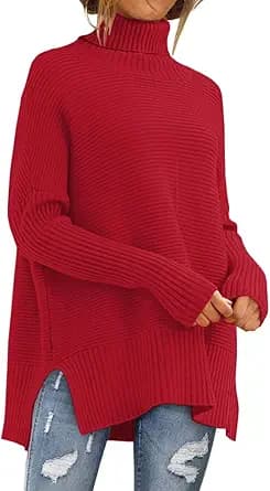 Oversized Ribbed Turtleneck Sweater