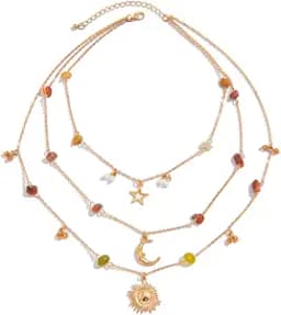 Layered Beaded Pearl Pendant Choker Necklace