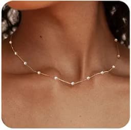 Gold Plated Dainty Pearl Choker Necklace
