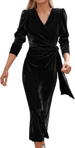 Sleeve Wrap Formal Velvet Maxi Dress