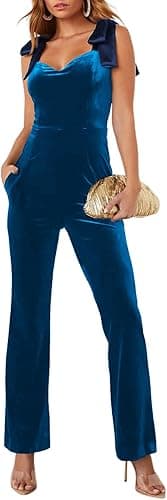Wide Leg Velvet Jumpsuits