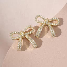 Gold Bow Christmas Earrings