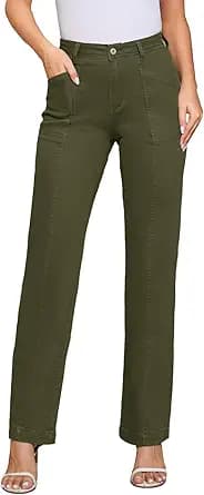 Women Stretchy Chino Pants High Waisted Cargo Pants Women\'s Casual Straight Leg Pants Fall Cotton Trousers