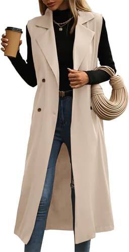 Womens Long Vest Trench Coat Jackets