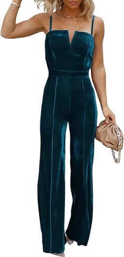 Sleeveless Velvet Jumpsuits