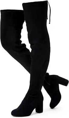 Thigh High Over-The-Knee Suede Boots (Black)