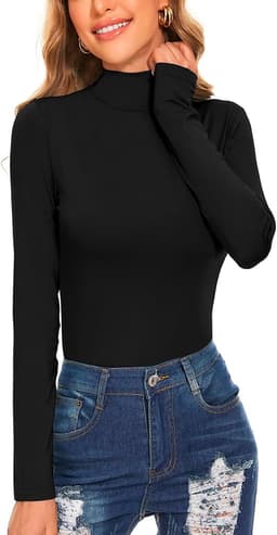 Women's Long Sleeve Mock Turtleneck Tops