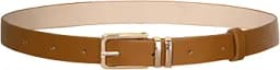 Leather Belt with Gold Buckle (Brown)