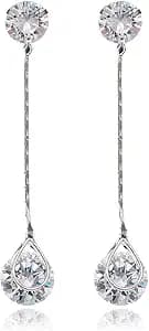 Sterling Silver Crystal Linear Drop Earrings
