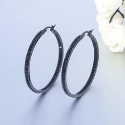 Crystal Stainless Steel Large Hoop Earrings