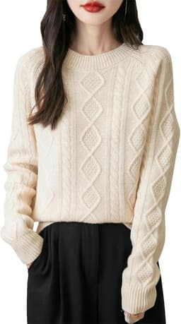Cable-Knit Sweater (White)