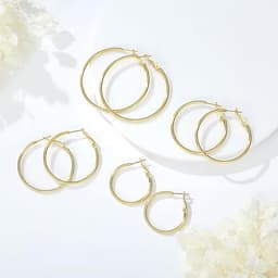 4 Pairs Silver Gold Hoop Earrings