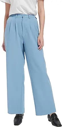 High Waist Straight Leg Wide-Leg Pants (Sky Blue)