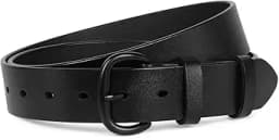 SANSTHS Women Leather Belt for Jeans Pants Dresses Black Ladies Waist Belt with Black Buckle
