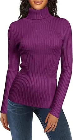 v28 Turtleneck Ribbed Sweaters for Women Cute Sexy Knitted Warm Fitted Sweater
