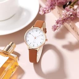 Dainty Analog Leather Dress Watch