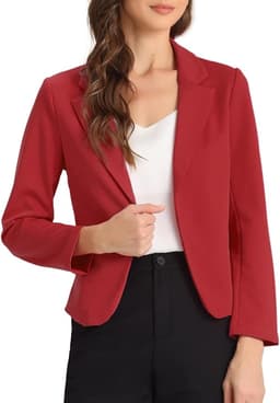 Open Front Blazer for Women (Red)