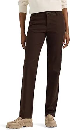 Wrinkle Free Relaxed Fit Straight Leg Pants (Brown)