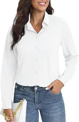 Soft Wrinkle-Free Button Down Stretch Shirt (Red)