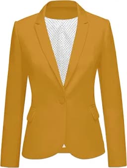LookbookStore Womens Notched Lapel Pockets Button Work Office Blazer Jacket Suit
