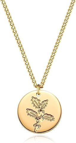Birth Flower Necklace 18k Gold
