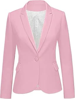LookbookStore Womens Notched Lapel Pockets Button Work Office Blazer Jacket Suit