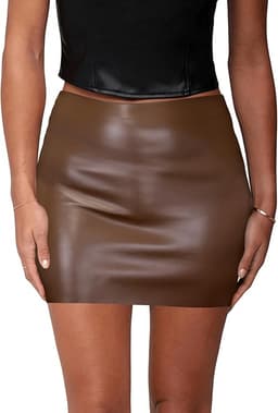 Women's Y2K Black Leather Mini Skirt