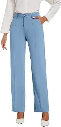 Womens Dress Pants Stretchy Business Casual Work Pants Straight Leg Slacks for Office