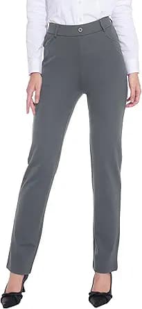 Stretchy Pull-On Straight Leg Trousers (Grey)