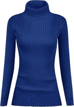 Turtleneck Ribbed Knit Sweater (Royal Blue)