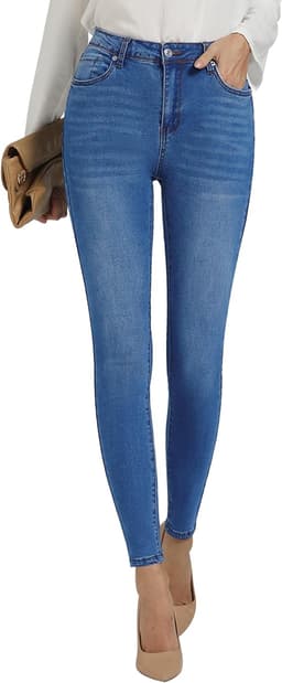 Denim High Waist Skinny Jeans (Blue)