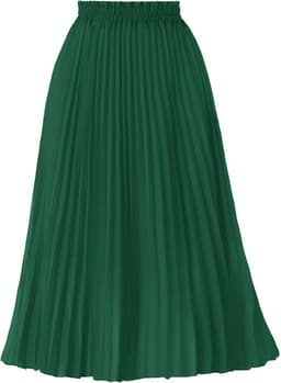 Pleated A-Line High Waist Midi Skirt