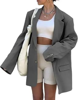 Long Sleeve Oversized Lapel Blazer (Taupe)
