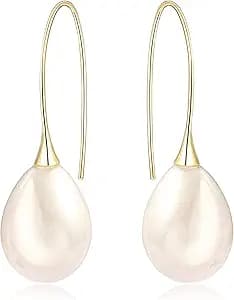 Sterling Silver Pearl Teardrop Dangle Earrings