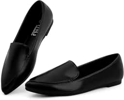 Pointed Toe Memory Foam Loafers (Black)