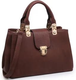 Top Handle Satchel Handbag (Brown)