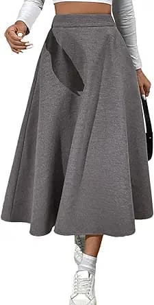 Double Faced Wool Pleated Midi Skirt (Grey)