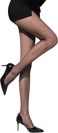 Polka Dot Patterned Sheer Tights (Black)