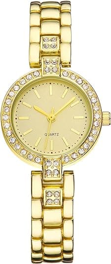 Women's Waterproof Metal Strap Watch (Golden)