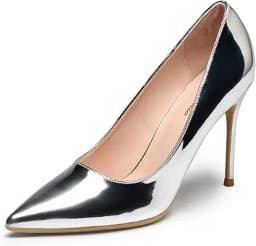 Pointed Toe Stiletto High Heel Pumps (Silver)