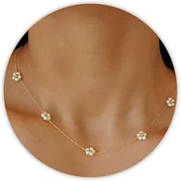 Daisy Pearl Y-Shaped Choker Necklace