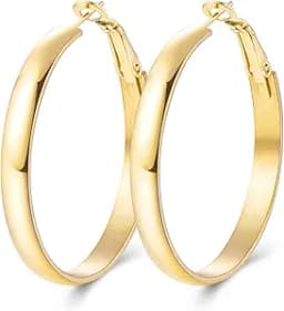 Gold Plated Sterling Silver Hoop Earrings