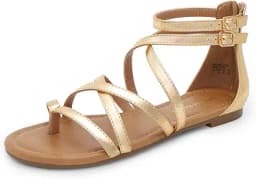 Cross Strappy Gladiator Sandals (Gold)