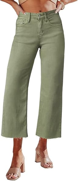 Women's High Waisted Straight Ankle Wide Leg Pant