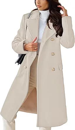 Double-Breasted Wool Blend Trench Coat (Beige)