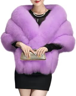 Faux Fox Fur Long Shawl Cloak Cape