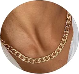 VIROMY Chunky Gold Toggle Necklace 18K Gold Plated Pearl Vintage Paper Clip Link Chain Shining Twisted Rope Cuban Choker Toggle Bar Clasp Necklaces for Women