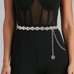 Rhinestone Sparkly Crystal Belt (Silver)