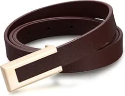 Genuine Leather Belts for Women Skinny Waist Belt for Dresses Jeans Pants with Gold Buckle