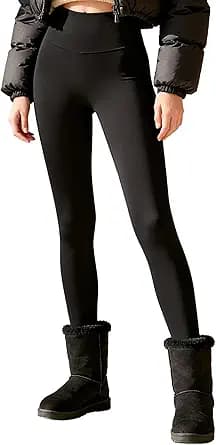 Fleece Lined High Waisted Thermal Leggings (Black)